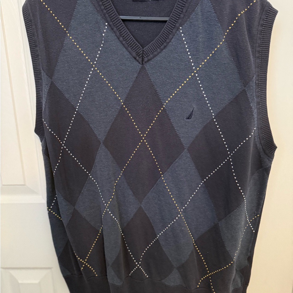 Nautica Dark Gray Argyle Sweater Vest